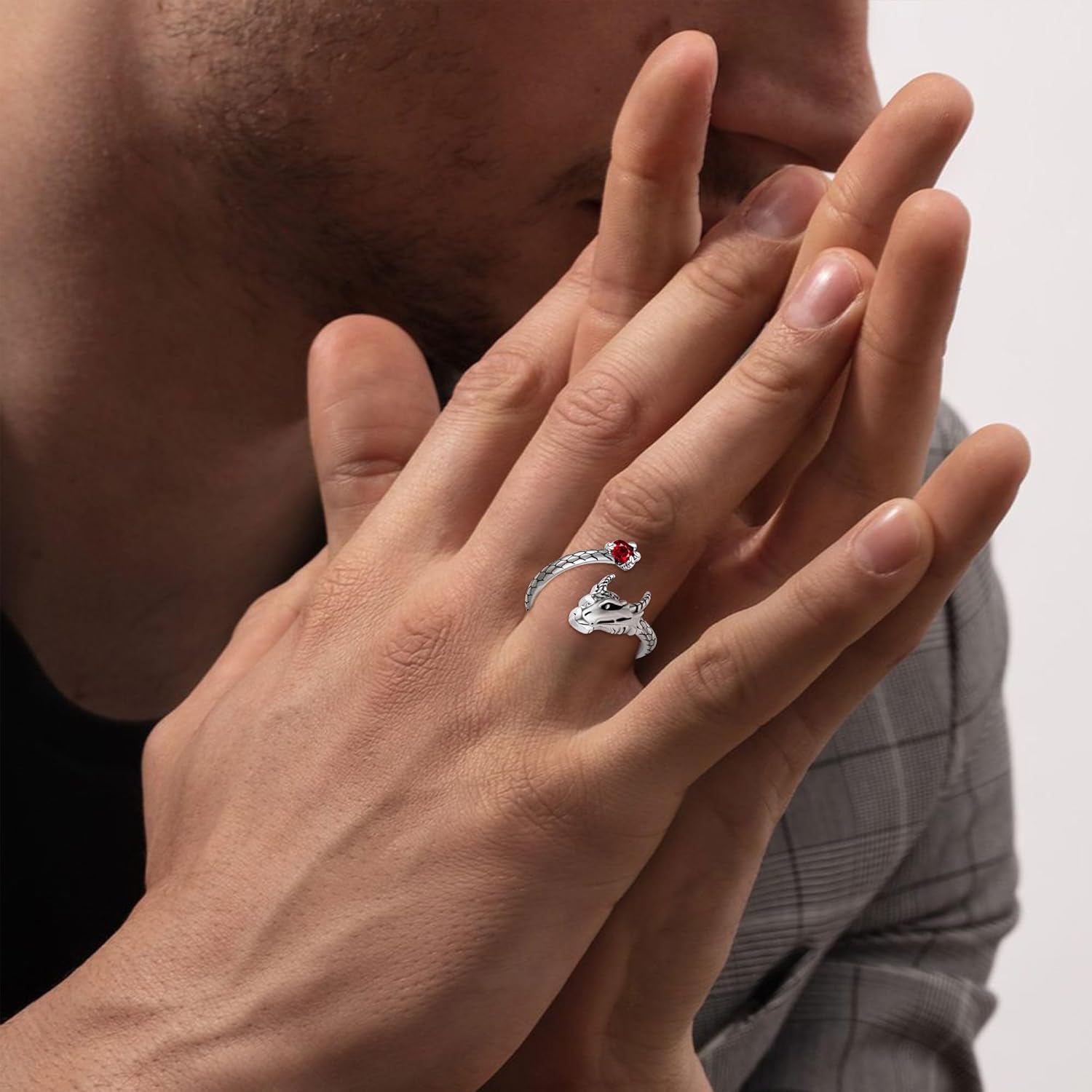 YAFEINI Dragon Rings 925 Sterling Silver Animal Adjustable Ring Gothic Jewelry for Women Men - Image 2