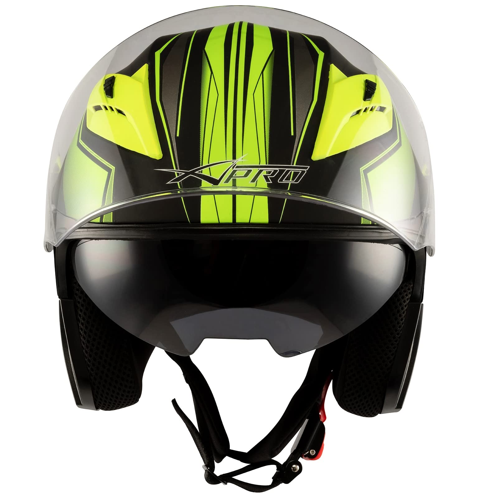 City Motorradhelm Jet Doppeltvisier ECE 22-05 Zertifikat Mattt Schwarz Fluo M