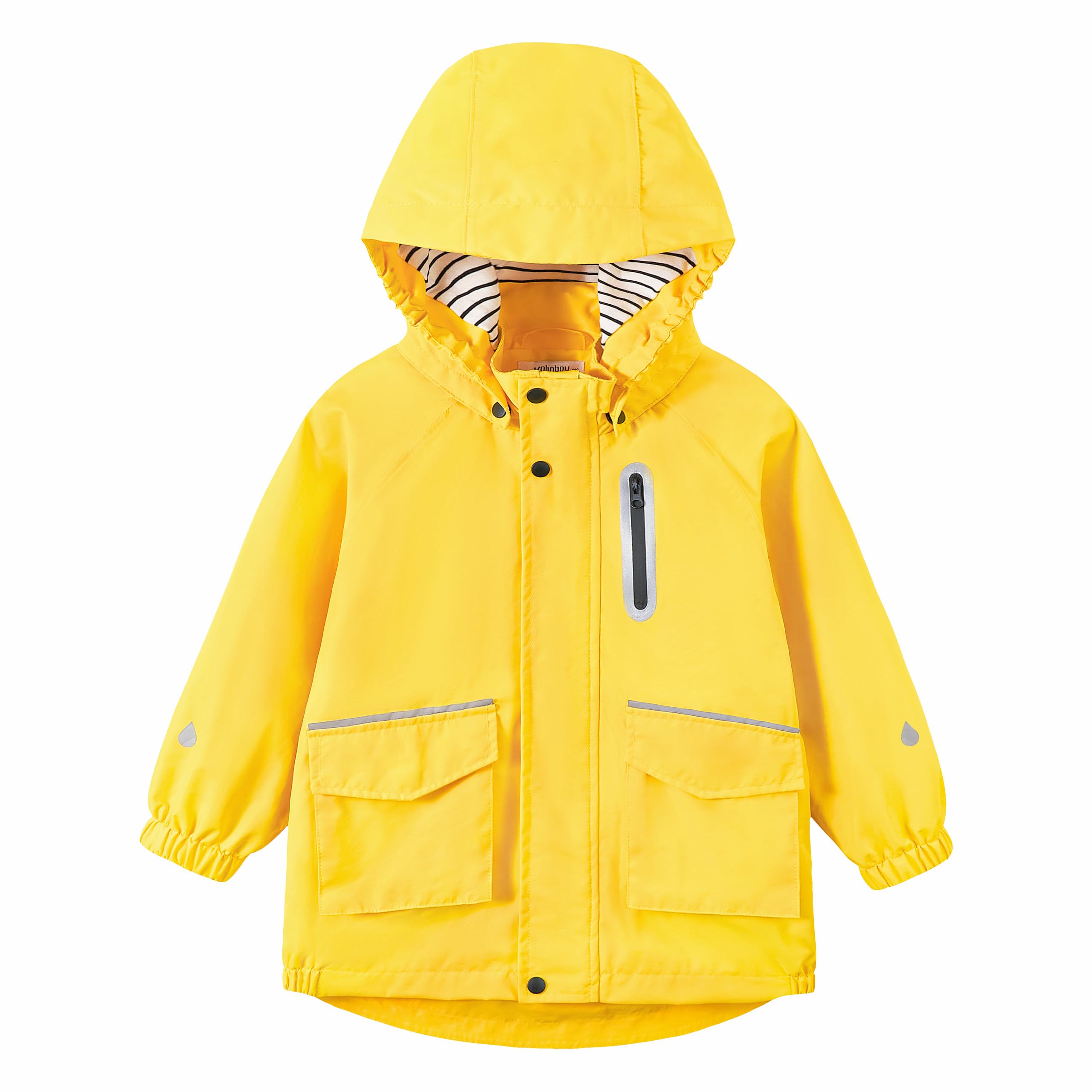 Volunboy Kinder Regenjacke Wasserdicht, Leichte Winddichte Jacke, Abnehmbare Kappe, Reflektorstreifen, Jungen & Mädchen 2-6 Jahre