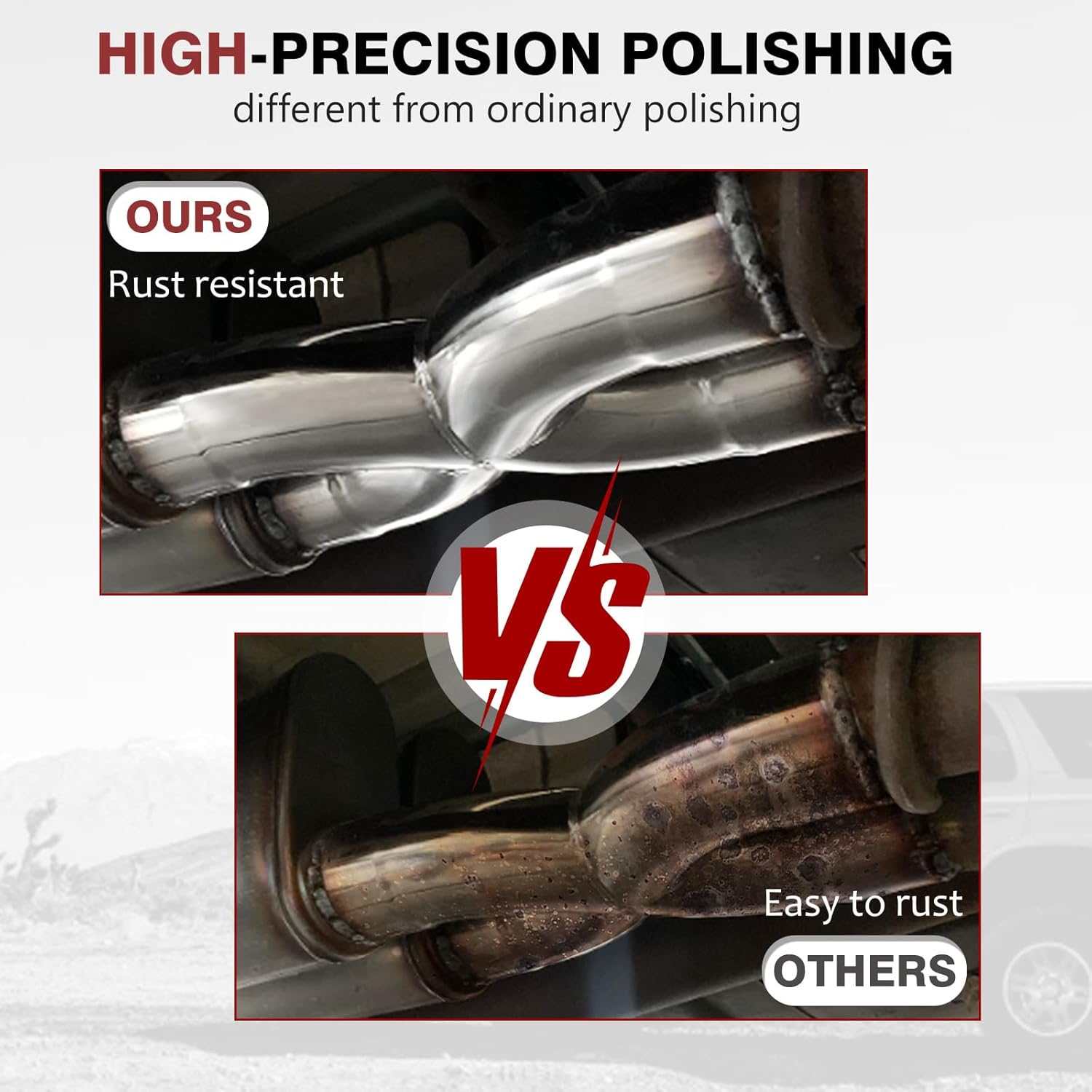 LCGP 2.25" Polished Exhaust X Pipe, Universal 2.25" In/Out Crossover X Pipe 12" Length Stainless Steel Weld-on