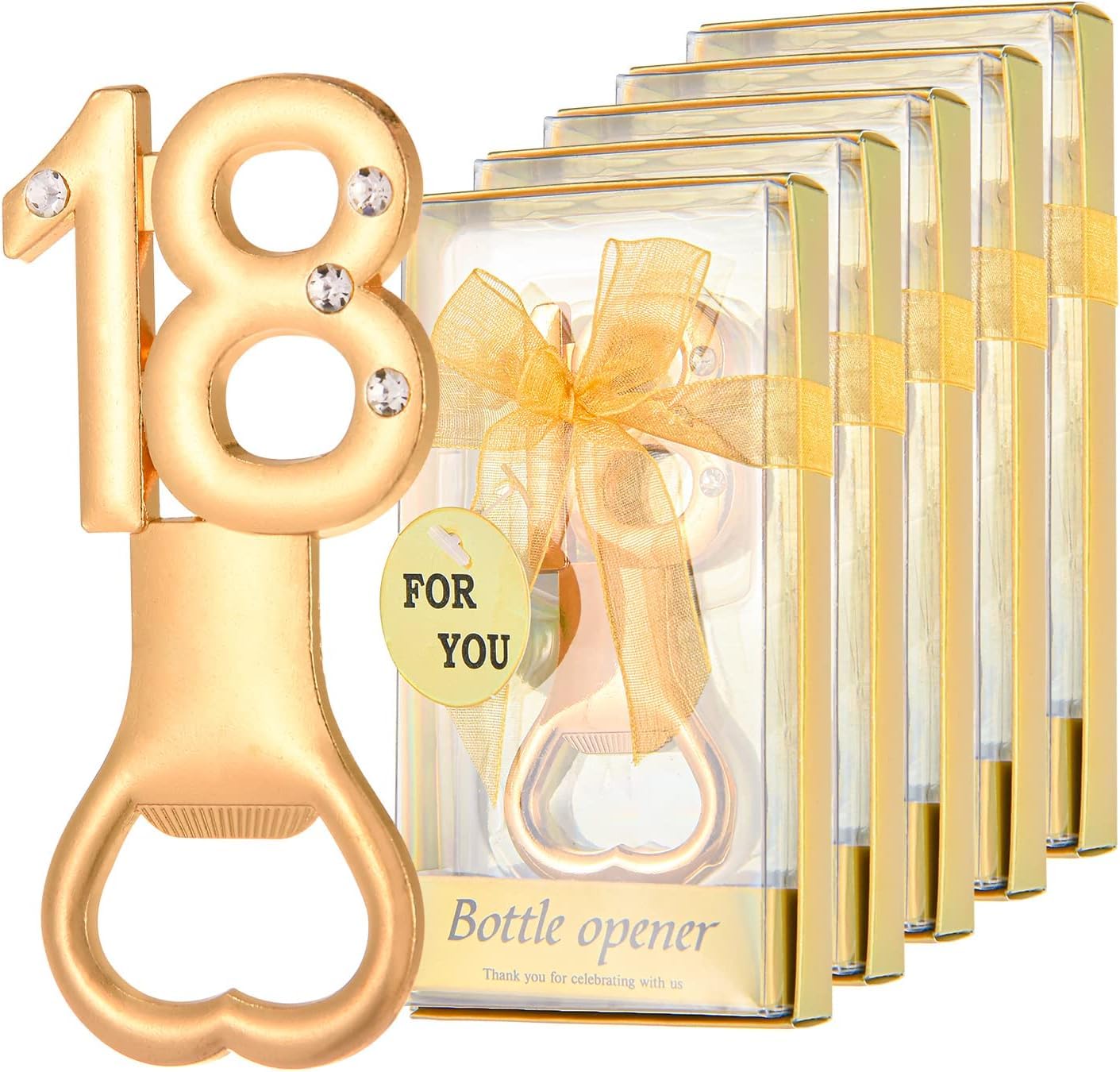 DADEA 36 apribottiglie dorati, per 18° compleanno, bomboniere per 18° anniversario, per gli ospiti, apribottiglie, per feste di compleanno, souvenir, decorazioni (18, 36 pezzi)