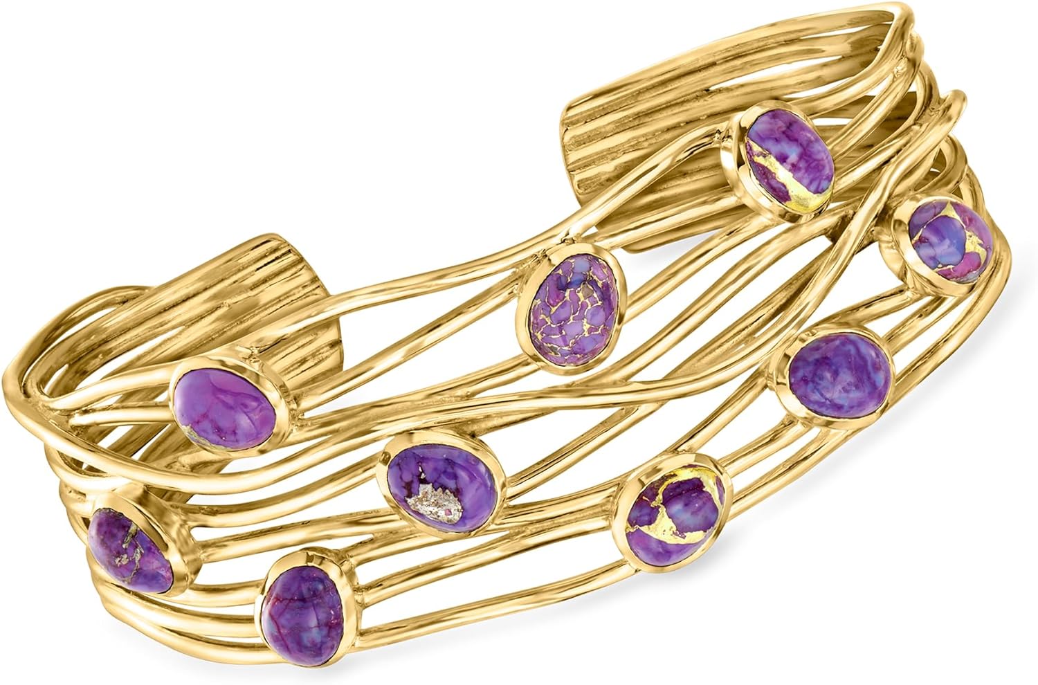 Ross-Simons Purple Turquoise Highway Cuff Bracelet in 18kt Gold Over Sterling