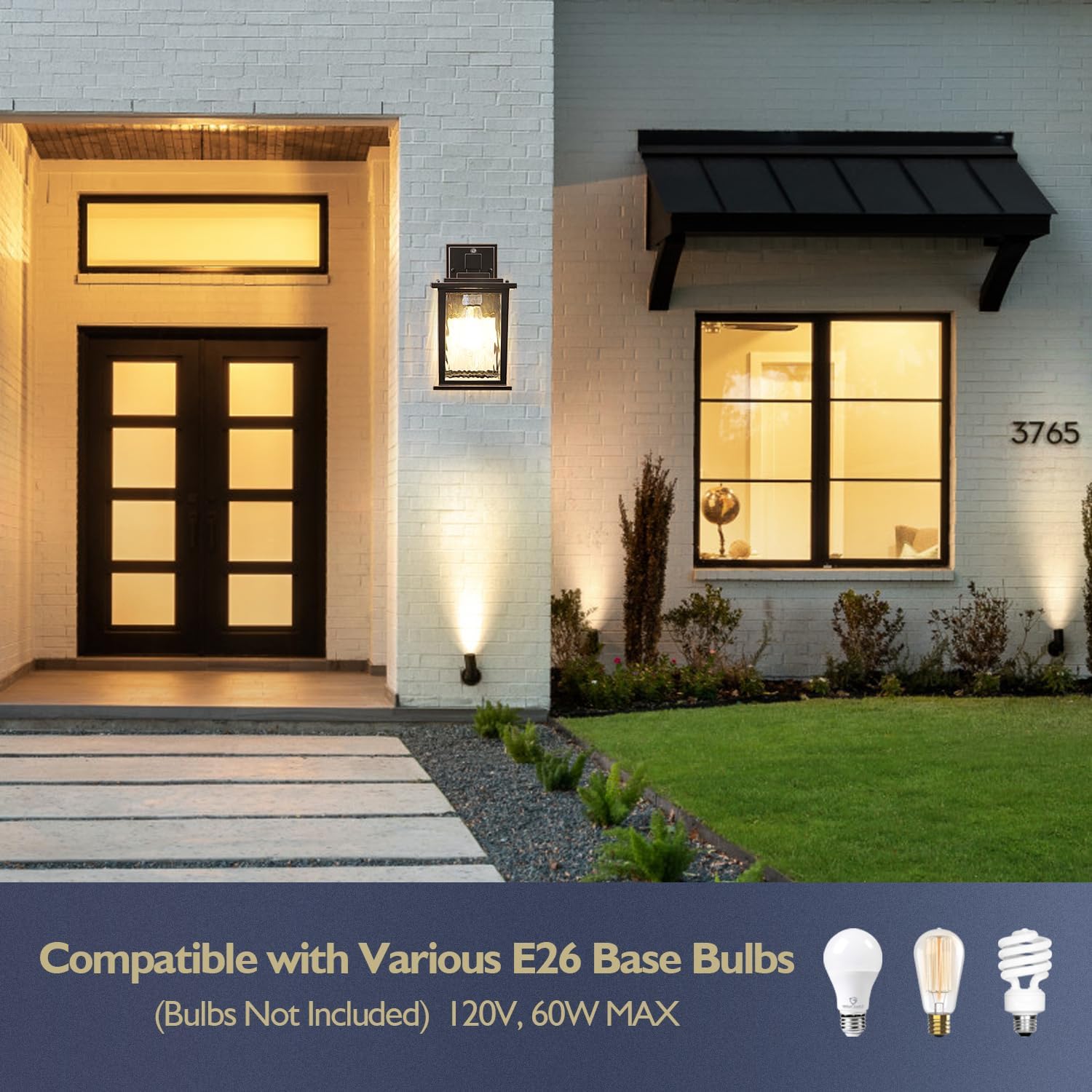 Dusk to Dawn Outdoor Wall Light Fixture, 12'' Oil-Rubbed Bronze Porch Light, Hardwired Outside Wall Lantern for House, Garage, Front Door, Waterproof and Rustproof, Bulbs Not Included