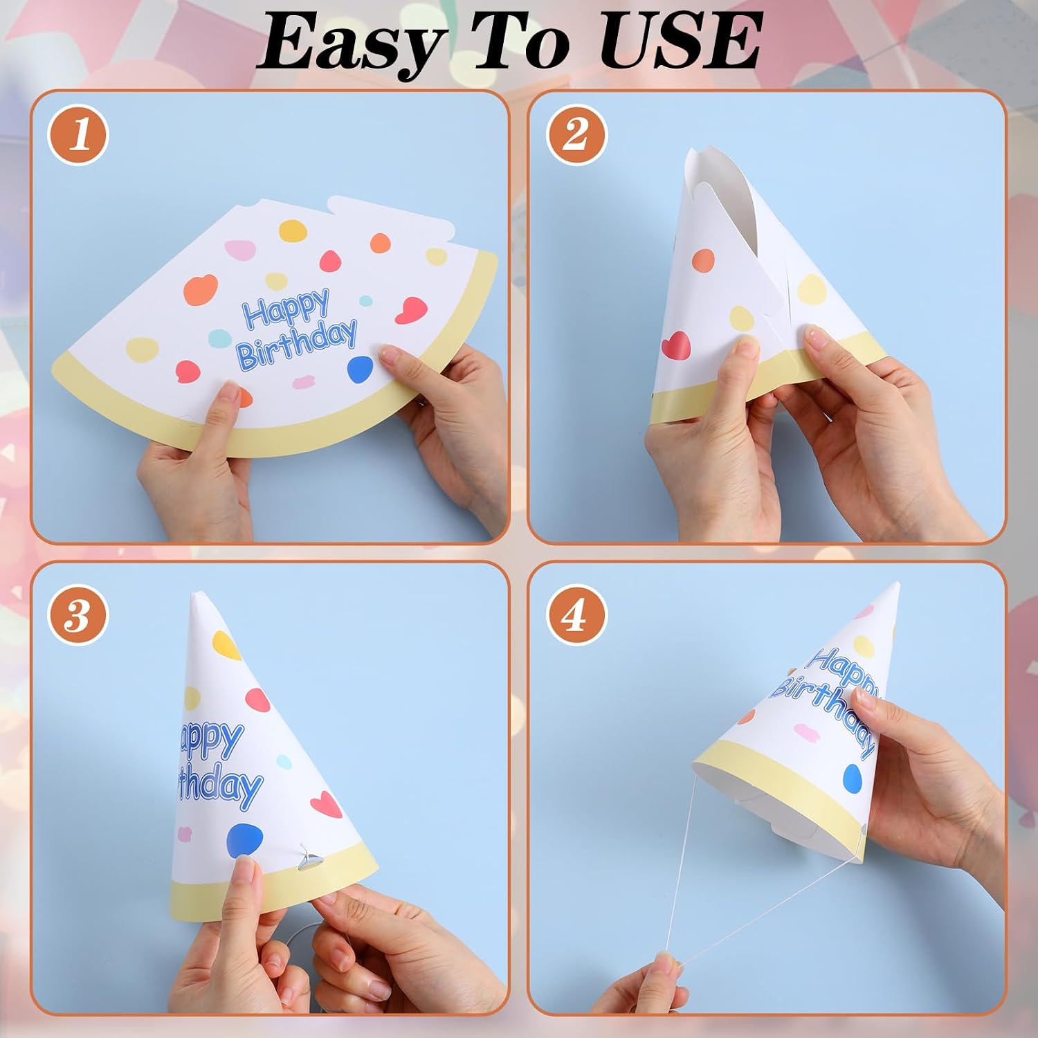 Larrel 12 Pcs Birthday Party Hats with Pom Poms, Colorful Birthday Hats for Kids Adults Cute Party Headwear Parties Supply for Birthdays Memorable Celebration DIY Photo Props