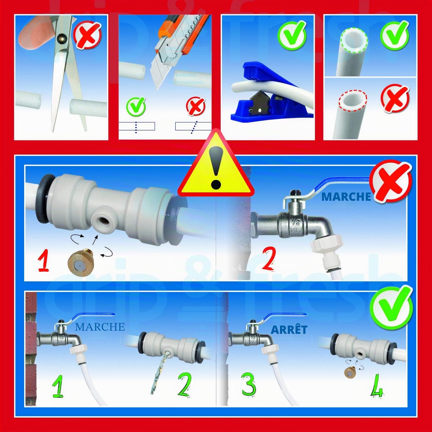 Drip&Fresh C5121 C5121-Kit brumisateur complet pour terrasse et patios, avec programmateur analogique de secondes et 8 nébulateurs, bleu