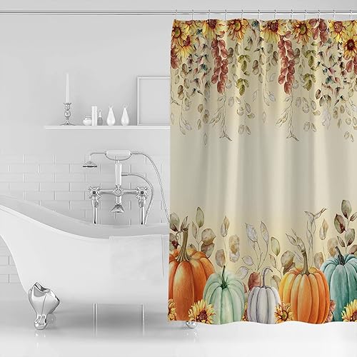 Miniatura 10 de Juego de cortinas de ducha de Navidad de Papá Noel, estándar de 72 x 72 pulgadas, cortina de bañera lavable con 12 ganchos, cortinas de ducha de