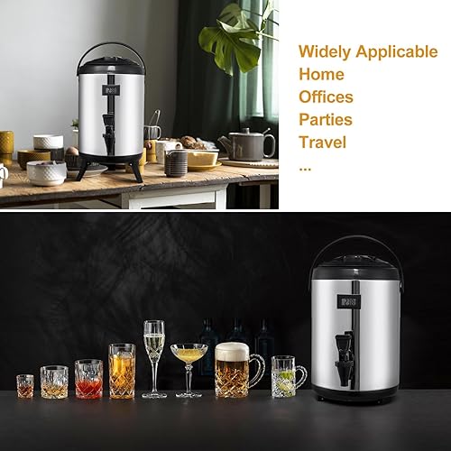 Miniatura 7 de Dispensador de bebidas aislado, dispensador de bebidas calientes de acero inoxidable de 12 L3.2 galones, dispensador térmico de bebidas para