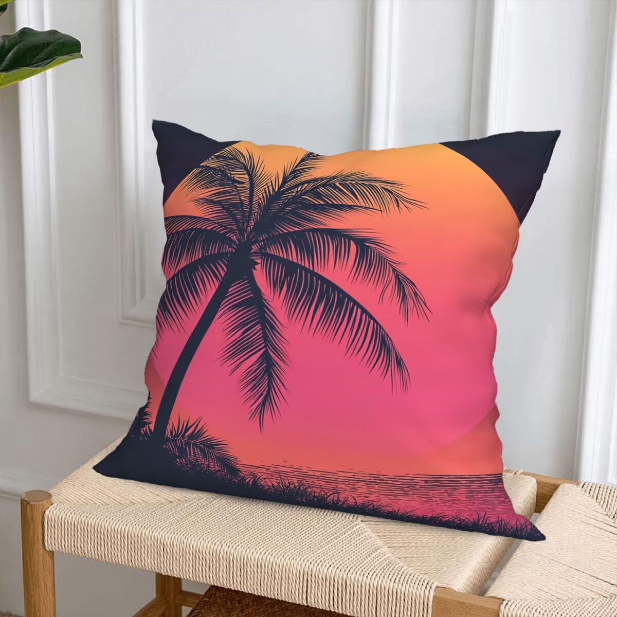 Federe Cuscino Divano 60x60, Arancia Cuscini per Divano da Esterno Set da 4, Lino Copricuscini Divanos Impermeabile, Copri Cuscini Estate Motivo Fronte Retro Stampato per Giardino, Sofá, Balcón, F-13