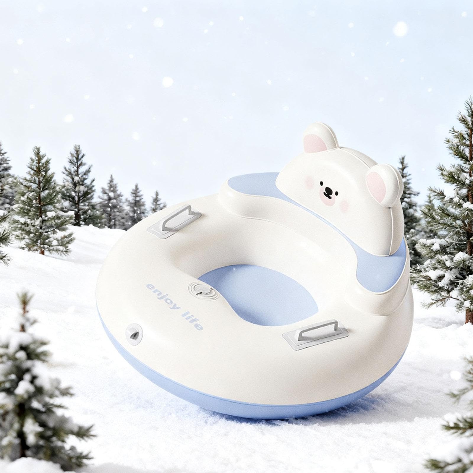 Bouée de Neige Gonflable en PVC Robuste avec Poignées Confortables Résistance Au Froid Base Large pour Stabilité Adaptée à La Luge Sports de Neige Mom
