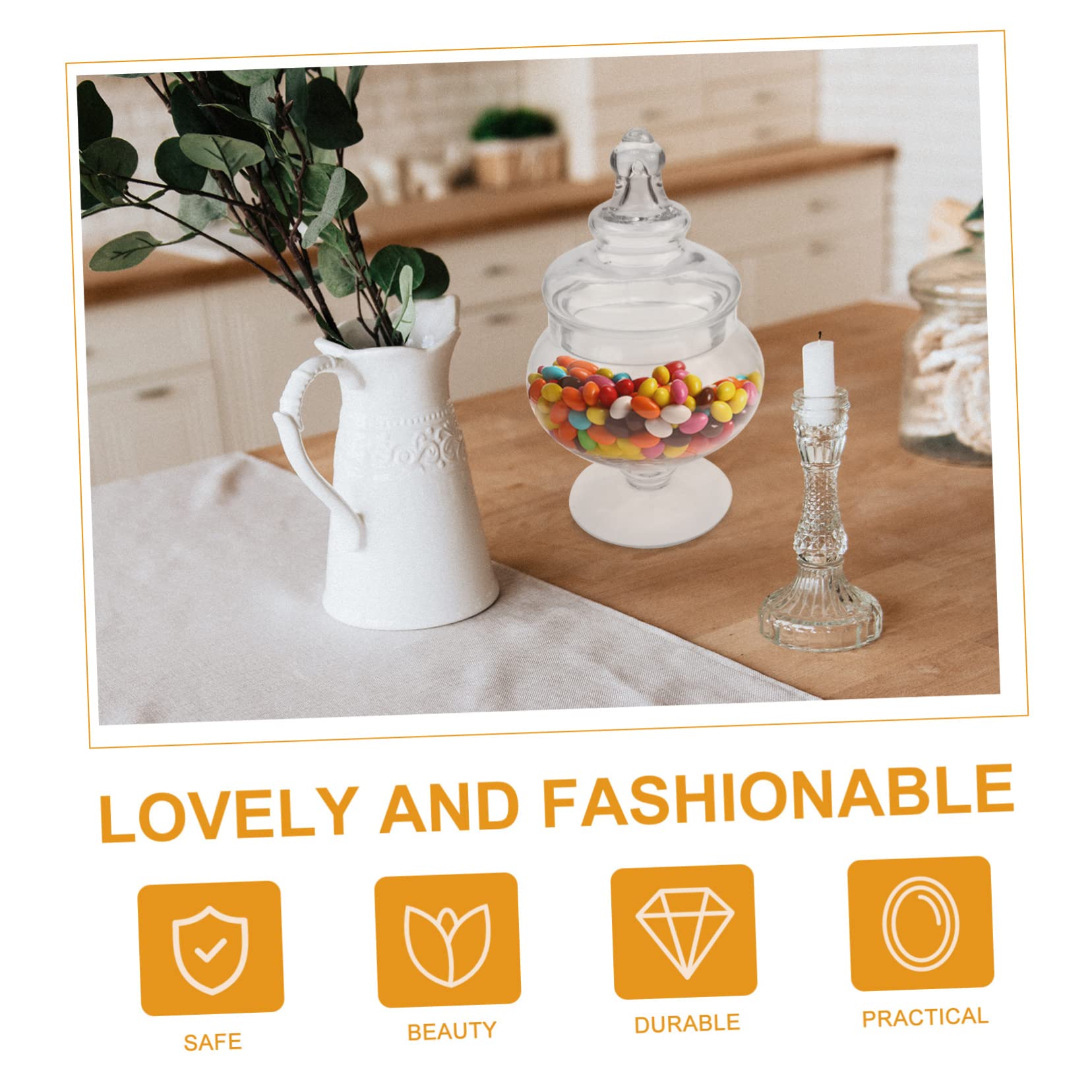 Amosfun Tarro de Vidrio con Cierre Hermético con Tapa para Dulces y Frutos Secos y Diseño Elegante, Adecuado para Tiendas y Restaurantes