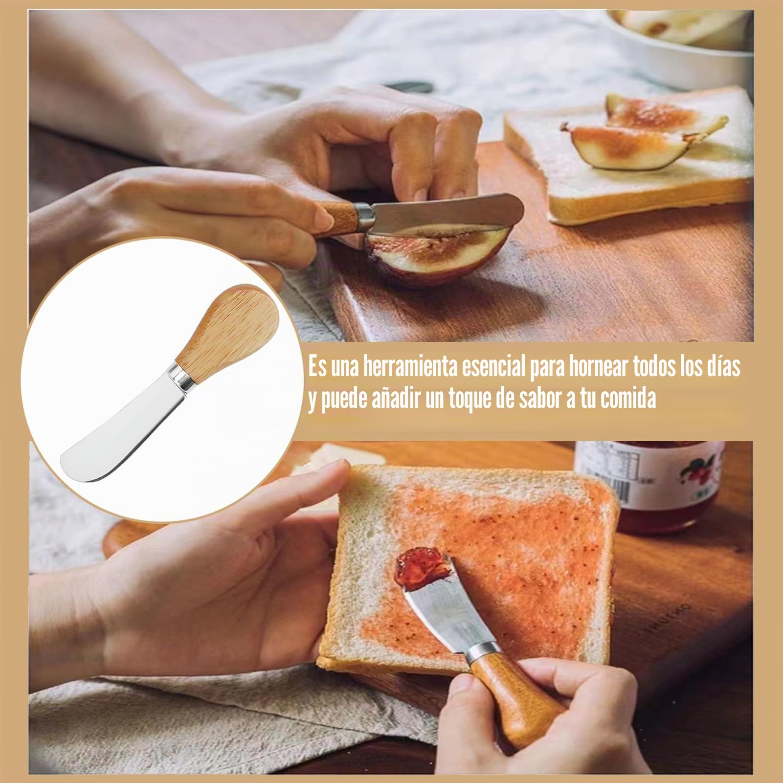 Pcsfoe Cuchillos de Mantequilla de Acero Inoxidable - Set de 6 Cuchillos para Mesa, Queso y Utensilios de Cocina