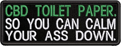 Papel higiénico de CBD con texto en inglés So You Can Calm Your Ass Down Parche bordado para planchar o coser, divertidos refranes de humor,