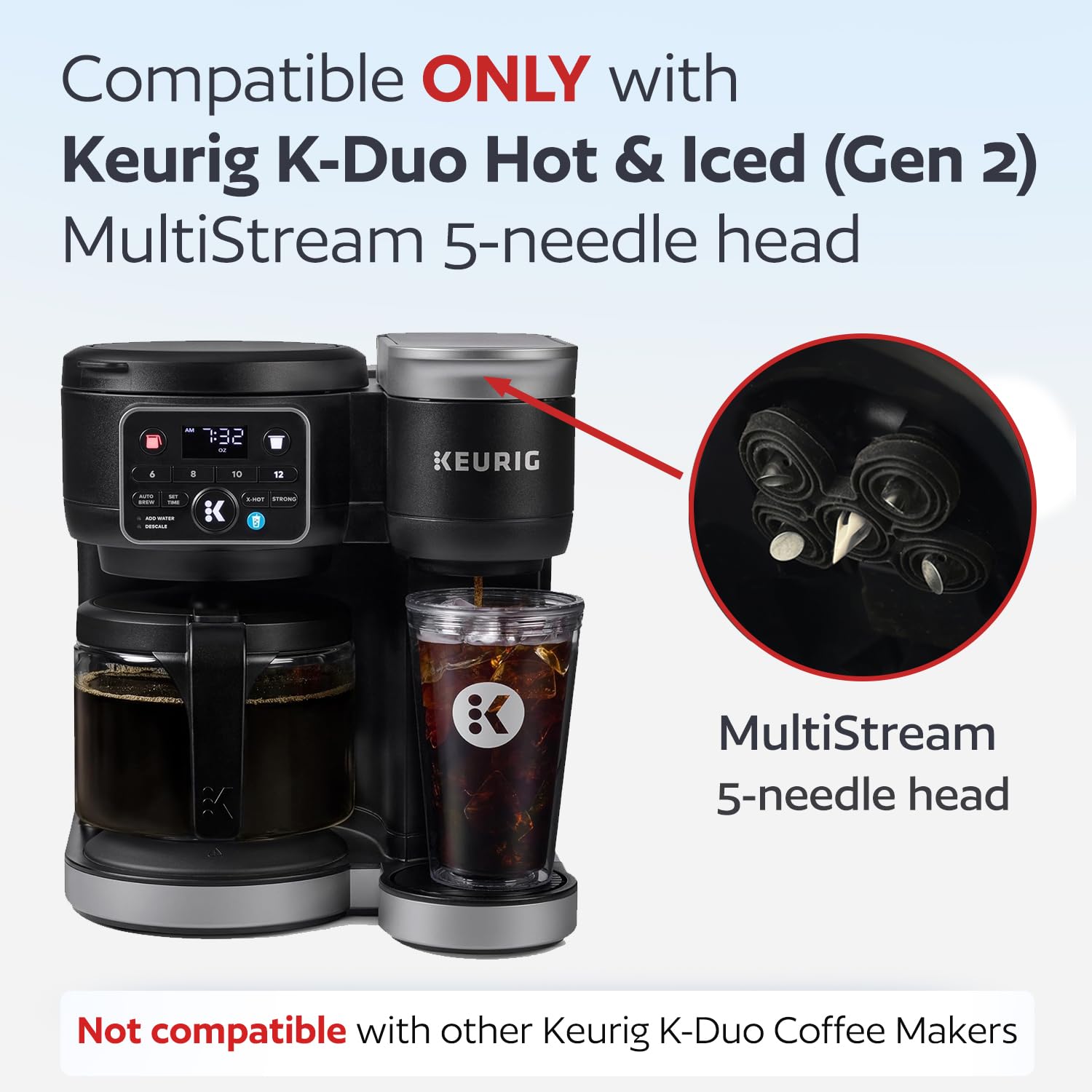 Lot de 2 filtres à café réutilisables K Cups et panier pour cafetière Keurig K-Duo Hot & Iced à portion unique et à carafe avec technologie MultiStream (Gen 2)