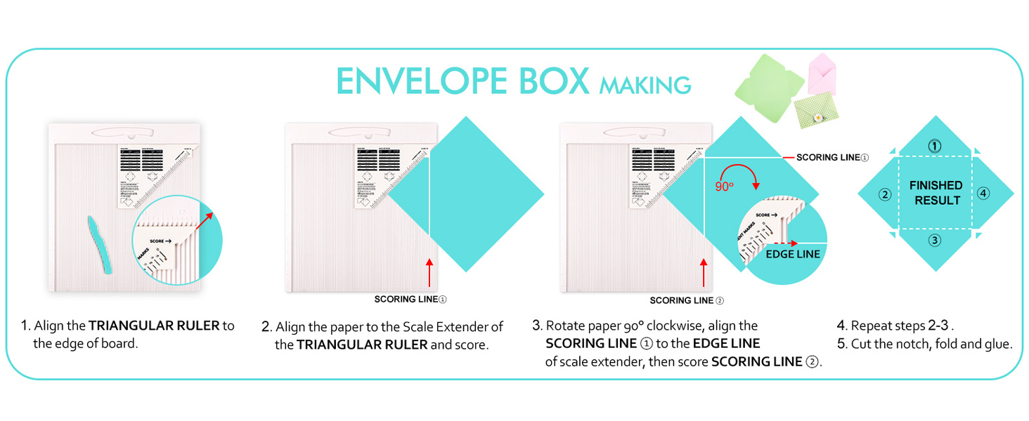 4 in 1 Scrapbook Envelop Punch Board Envelop Maker Board Card Envelop Scoring Board met Inspringen Pen voor DIY Bows