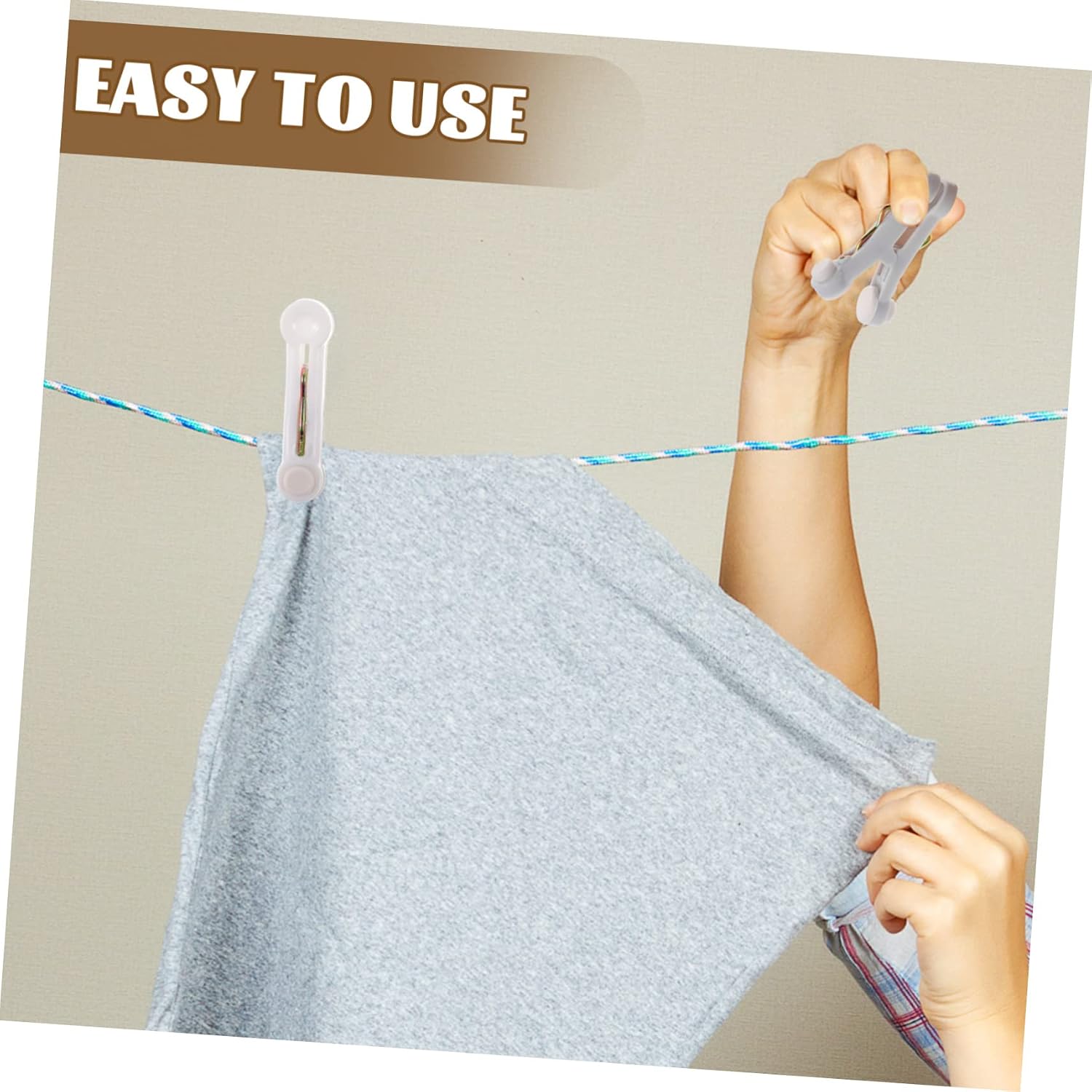 Amosfun 64pcs Laundry Clothespins Drying Clothes Pin Clothes Clips Quilt Fixation Clips Sock Fixing Clothing Pegs
