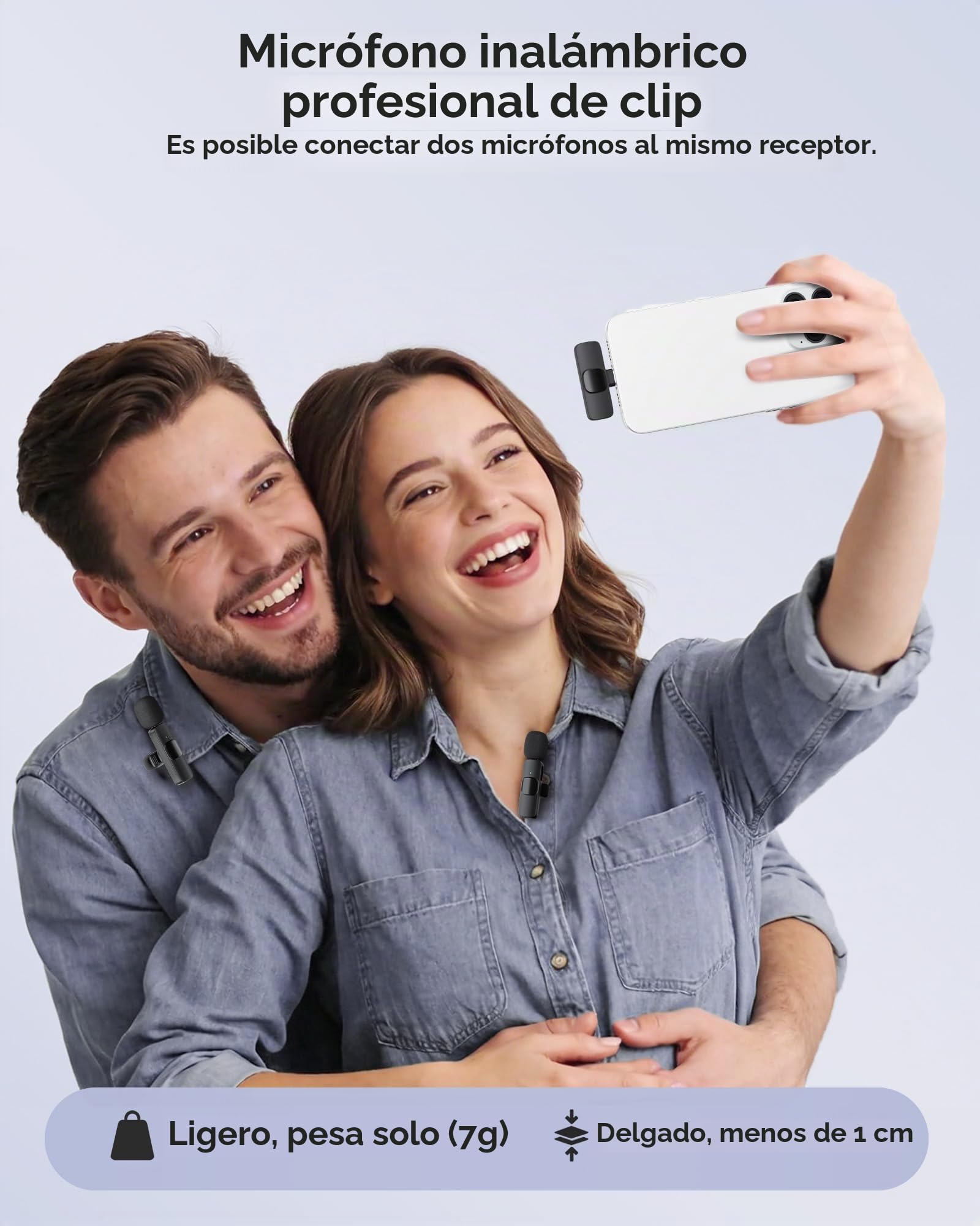KUKIHO Micrófonos Lavalier inalámbricos para iPhone/Smartphone, Mini micrófono USB-C para vídeo Social, Vlogging, TikTok, Youtube, reducción de Ruido, con Clip, Plug and Play