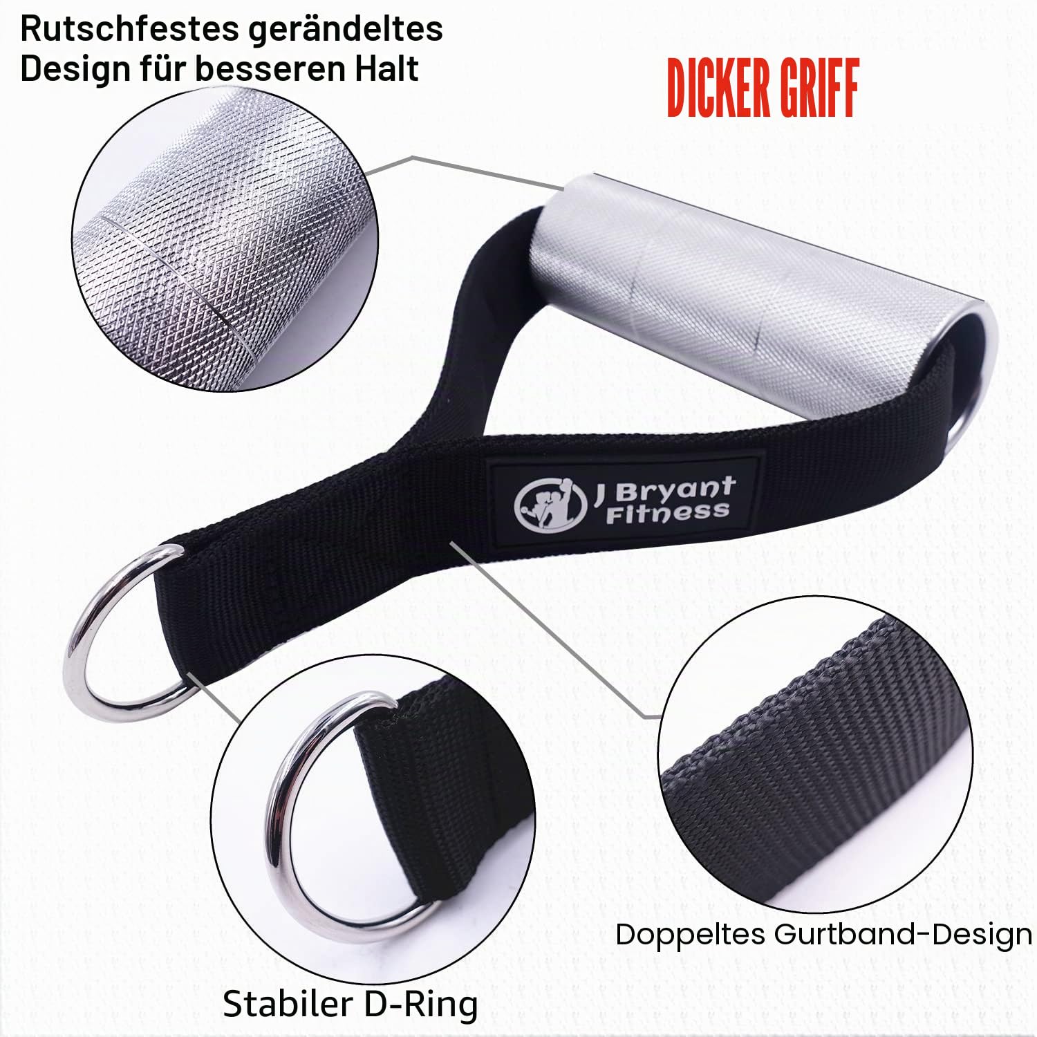 J Bryant Dicke Fitness-Griffe, 5.1 cm, starke Griffe, rutschfest, hochdichte Aluminium-Metallgriffe für Kabelmaschinen, Arm-Wrestling-Training, Handgelenk-Finger-Unterarm-Stärker (1 Paar)