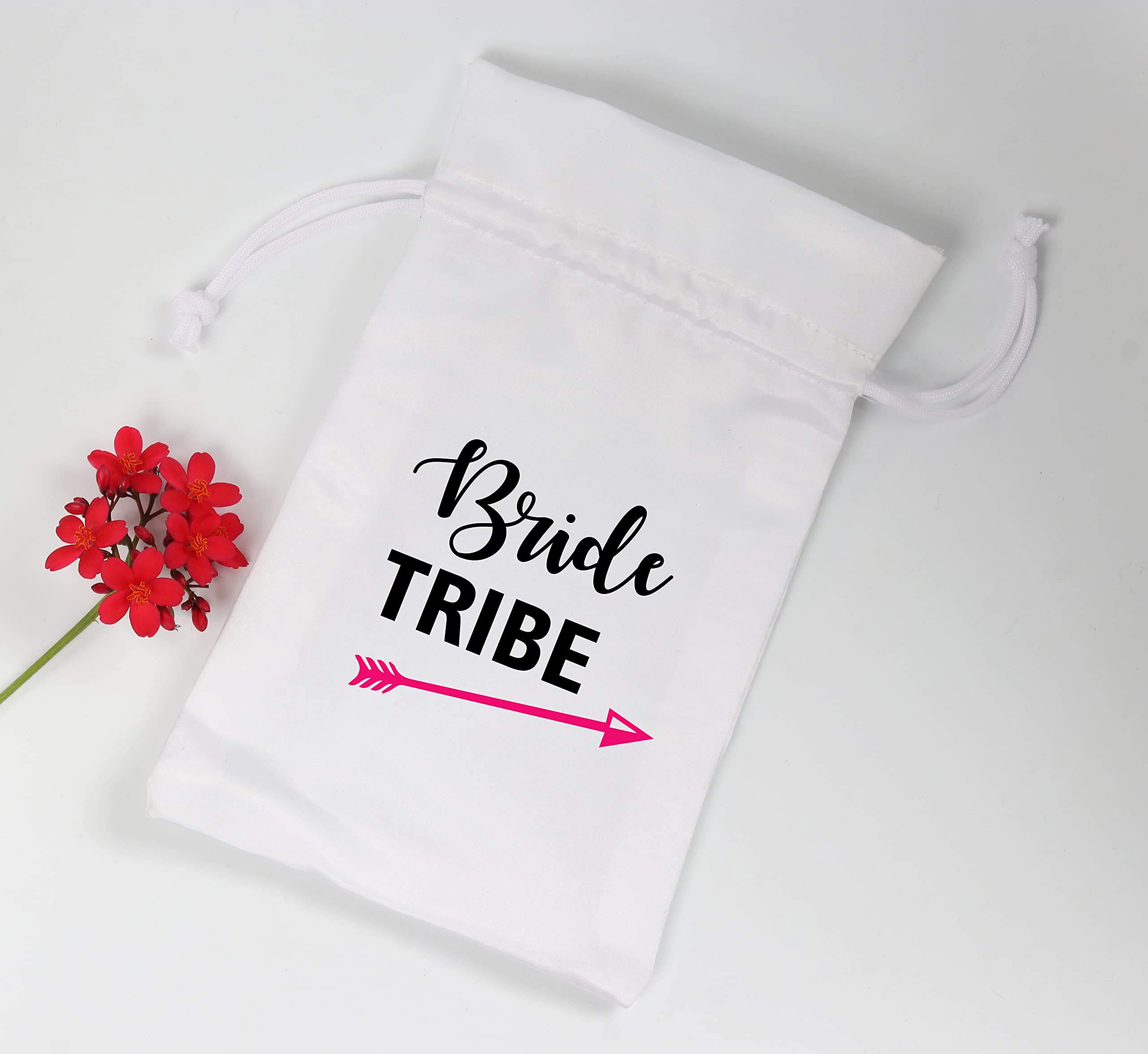 Sac Cadeau De Mariage Blanc élégant - Pochette En Tissu Avec Cordon Pour Dragées, Cartes - Mariée Et Demoiselles D'honneur - 3
