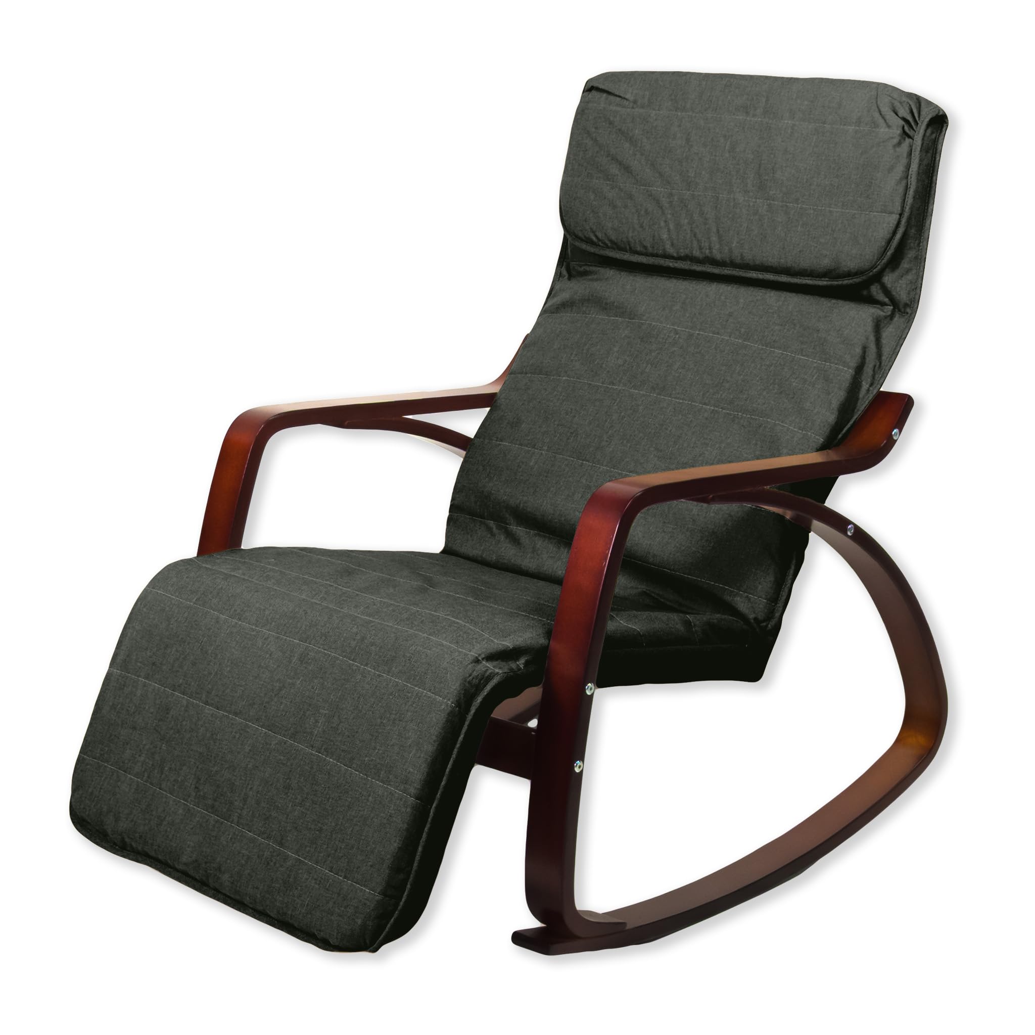 yelloo - Sedia a Dondolo ZEN da Interno, Poltrona a Dondolo da Interno in Legno di Betulla, Poltroncina Camera da Letto, Relax, Giardino Coperto, Sedia Legno Comoda (Noce Nero)