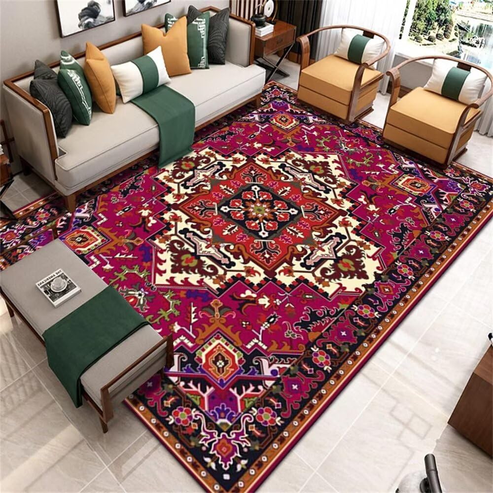 Tapis Anti Bruit Moderne Géométrique Élégant Salon Minimaliste Canapé Chambre Antidérapant sous Tapis Antidérapant Rouge Tapis D'Extérieur Paillasson Entree 170X240CM