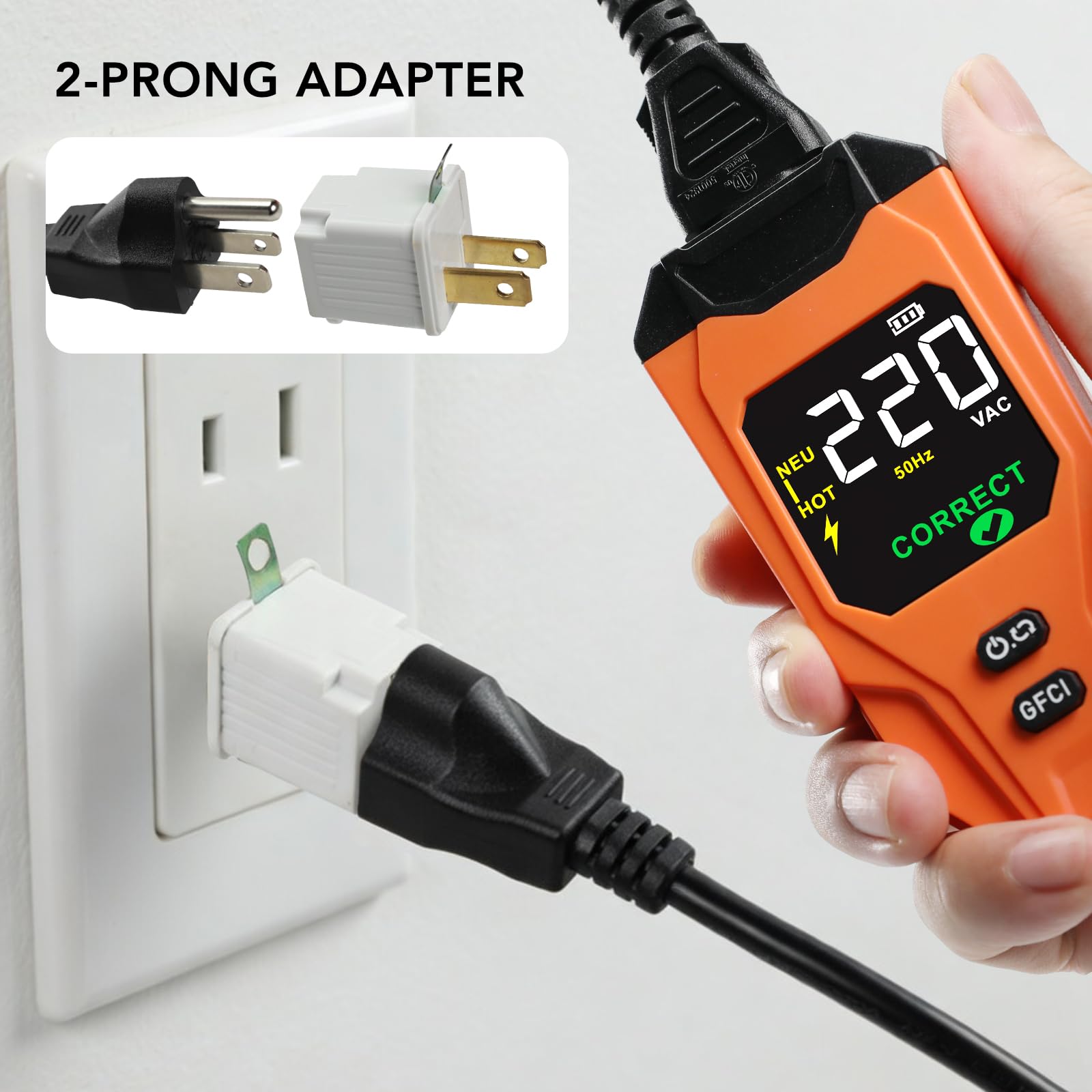 Détecteur de Disjoncteur avec Écran LCD, Testeur de Prise GFCI, Traçeur de Circuit Électrique avec Test NCV – Livré avec Sac de Rangement et Adaptateurs, Rechargeable, Mode Intelligent IA