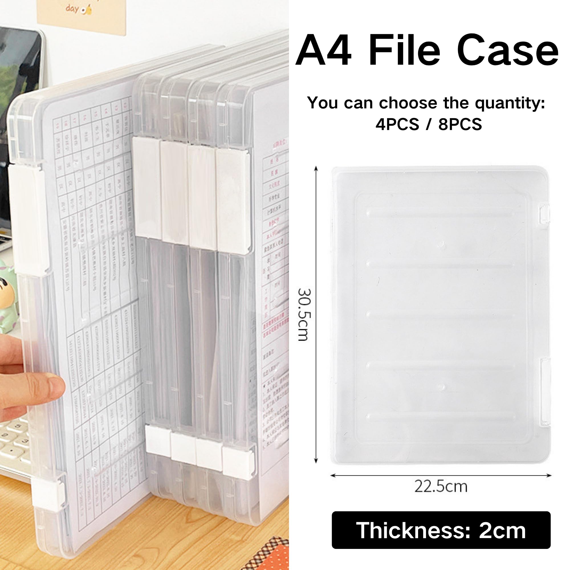 SUQ 8 Scatole per Archiviazione File, Valigetta Portatile per Progetti Formato A4, Scatole di Archiviazione con Coperchio, per Ufficio, Strumenti, Arti e Forniture per Artigianato