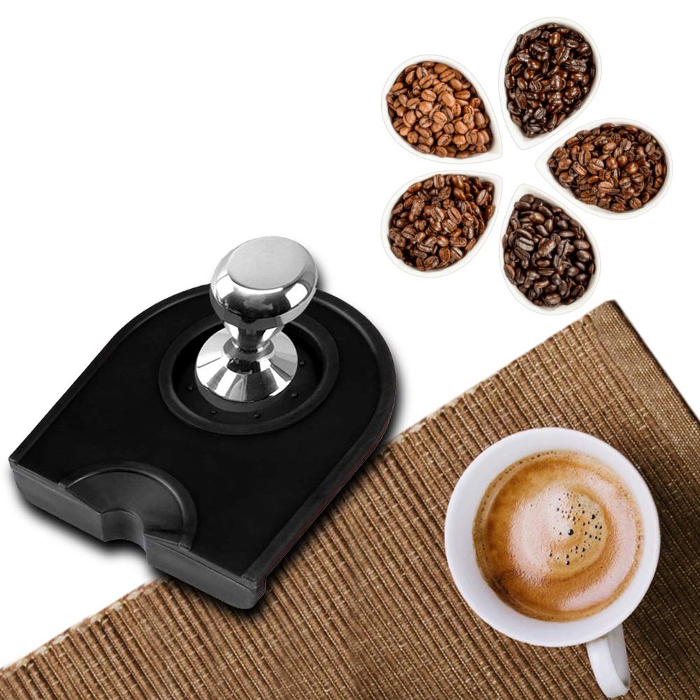 Tappetino in Silicone per Caffè, Pad Antiscivolo Antimacchia Resistente all'Usura per Macinacaffè(Nero)