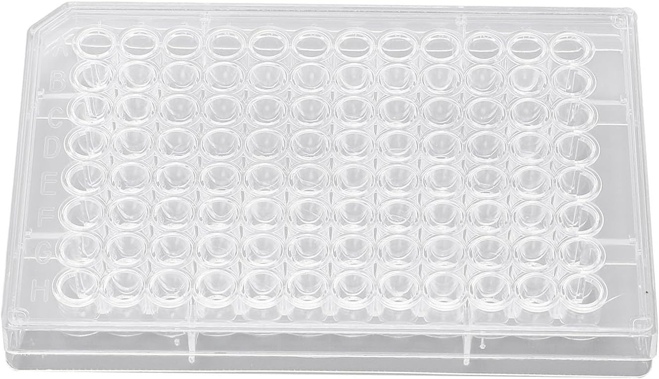 10pcs Tissue Culture Plate 96 Well Clear Polystyrene Cell Growth Culture Plate with Plastic Lid for Laboratory Biological Room (U Shaped Bottom)