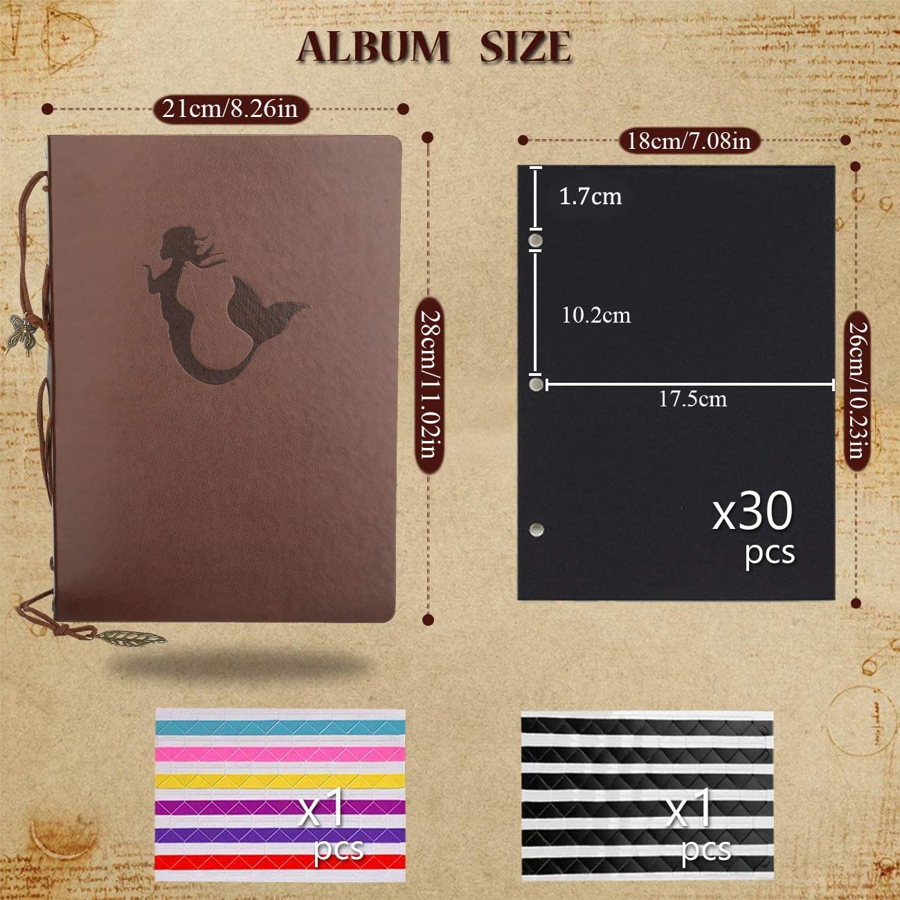 Aior - Álbum de fotos de cuero vintage para scrapbooking