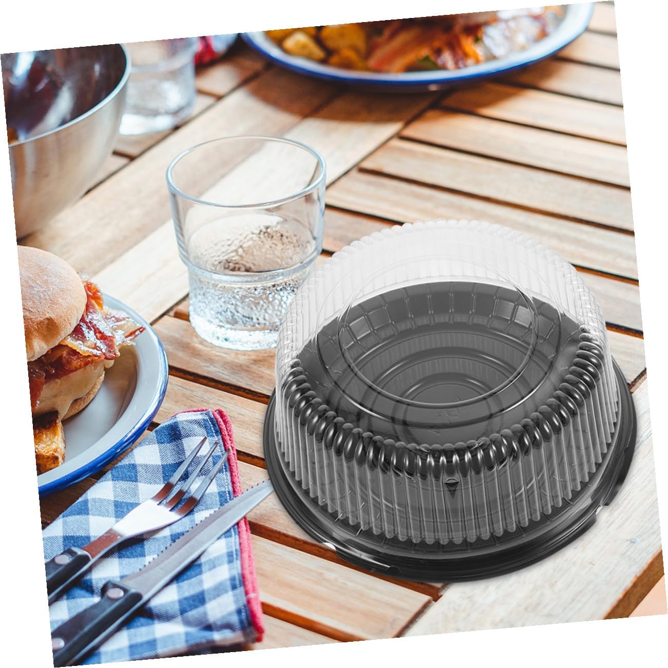 Round Cake Boxes 8 Inch Plastic Cake Containers with Lids Packaging for Bakery Desserts 20Pcs Black Baking Food Storage Carriers