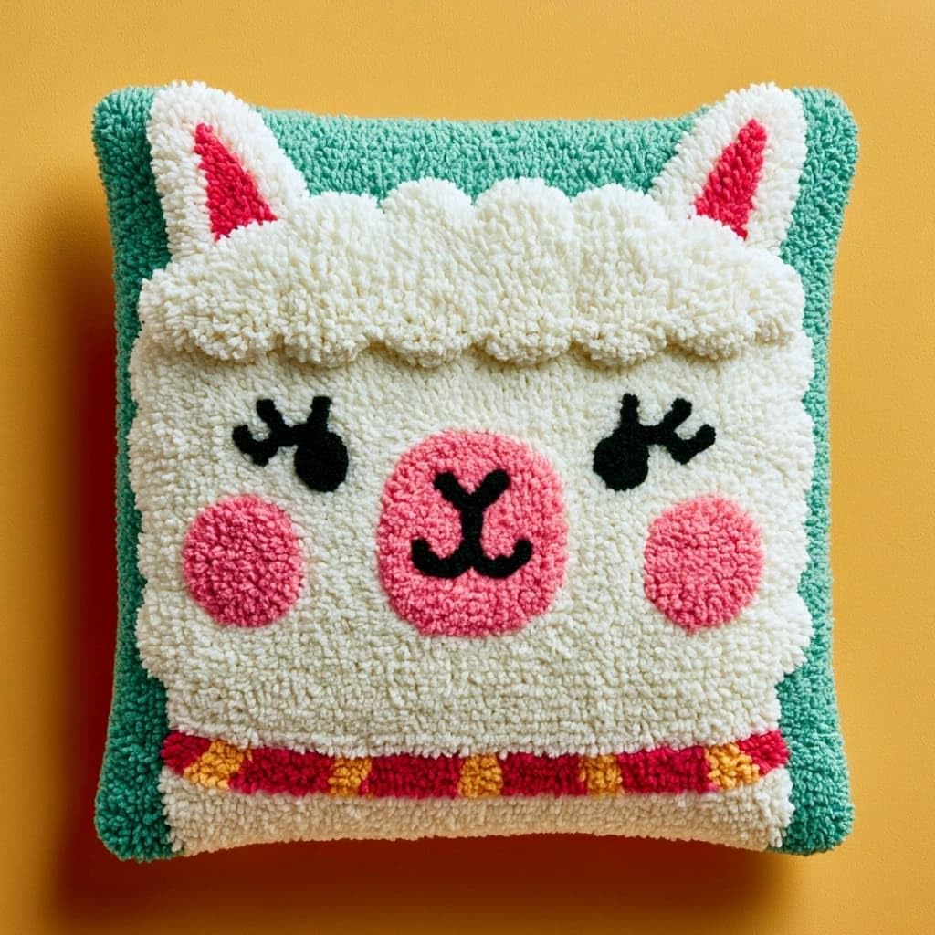 Taxpy F Latch Hook Cushion Kits Alpaca 17X17 Inch
