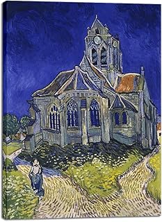 Wieco Art Church at Auvers Giclee Canvas Prints Wall Art by Vincent Van Gogh Famous Paintings Reproduction Modern Classic Abstract Artwork Landscape Pictures for Wall Decor Home Office Decorations
