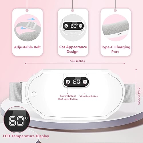 Miniatura 5 de Almohadillas térmicas portátiles Calambres de período FSA HSA Elegible 6 niveles de calor y 6 modos de masaje Calambres Alivio del dolor Almohadilla