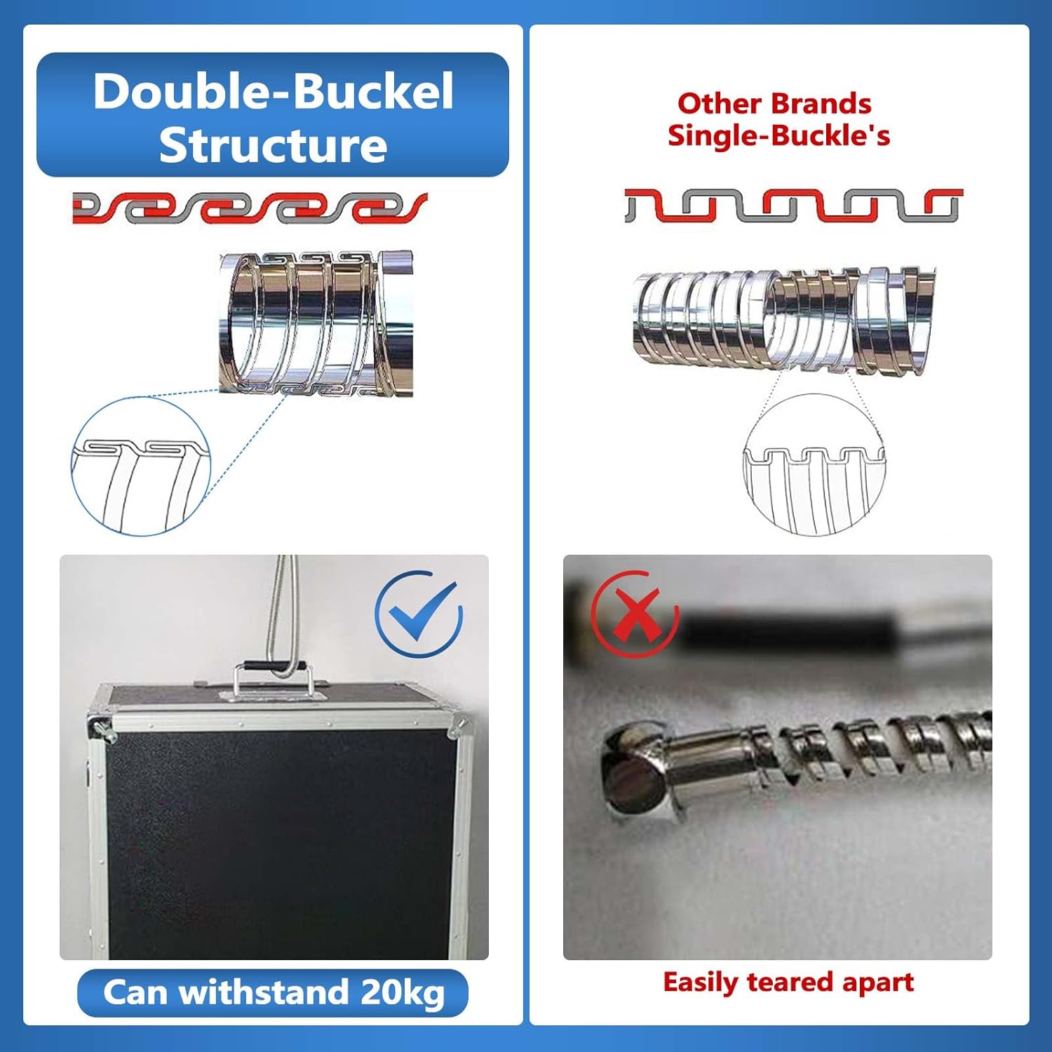 TRIPHIL Explosion-proof Handheld Shower Head Hose Replacement 71" Extra-long Hose Extension Anti-burst High Water Pressure Brass Connectors Flexible Stainless Steel Metal Tube Brushed Nickel 71-Inch