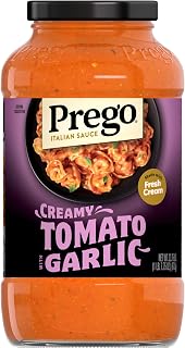 Prego Creamy Tomato Pasta Sauce with Garlic, 23.75 oz Jar - Rich Velvety Flavor, No HFCS or Artificial Additives