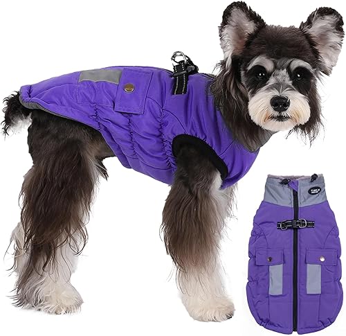 Miniatura 6 de Norbi Abrigo de invierno para perro, abrigo cálido para perro, abrigo reflectante ajustable para perro, impermeable, cuello alto con forro cálido,