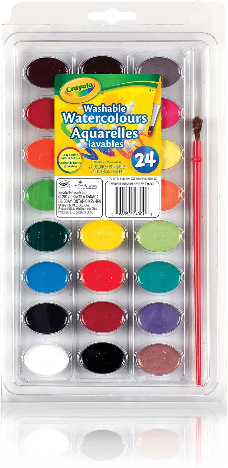 Crayola 24 Washable Watercolour Paint Arts & Crafts, 532400
