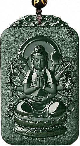 China Natural Hetian Green Jade Nefrita tallado Zodiaco Protector Deidad Colgante Amuleto