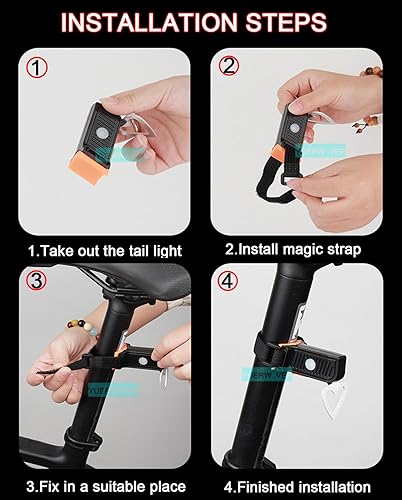 Miniatura 5 de Luz trasera de bicicleta recargable LED Luz trasera de bicicleta Ciclismo noche esencial brillante asiento trasero lámpara de seguridad 5 modos de