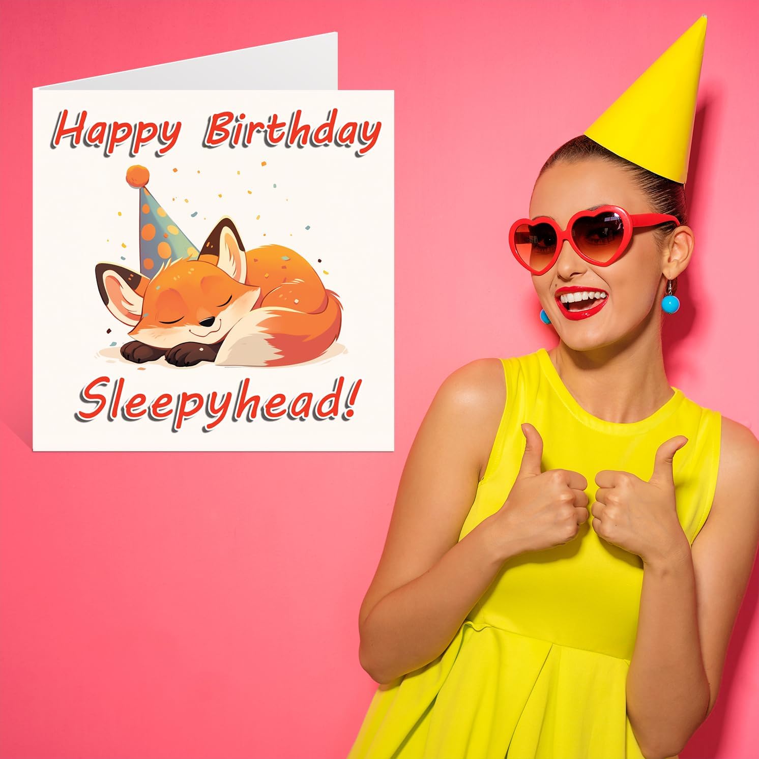 Fox Birthday Cards - Sleepy Animals - Happy Birthday Card for Son Daughter Brother Sister Grandson Granddaughter Niece Nephew Cousin, 145mm x 145mm Bday Greeting Cards