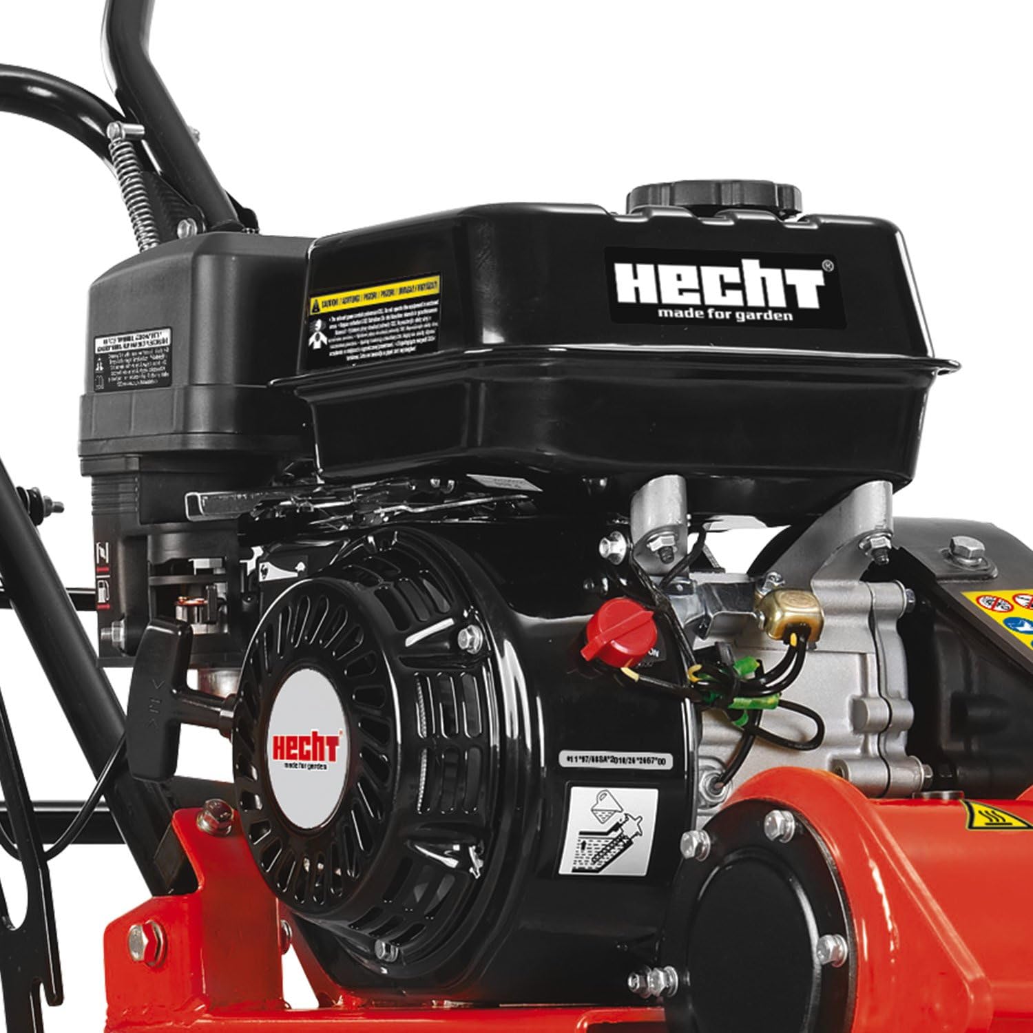 Close-up of the engine and fuel tank on the HECHT HEC-1114