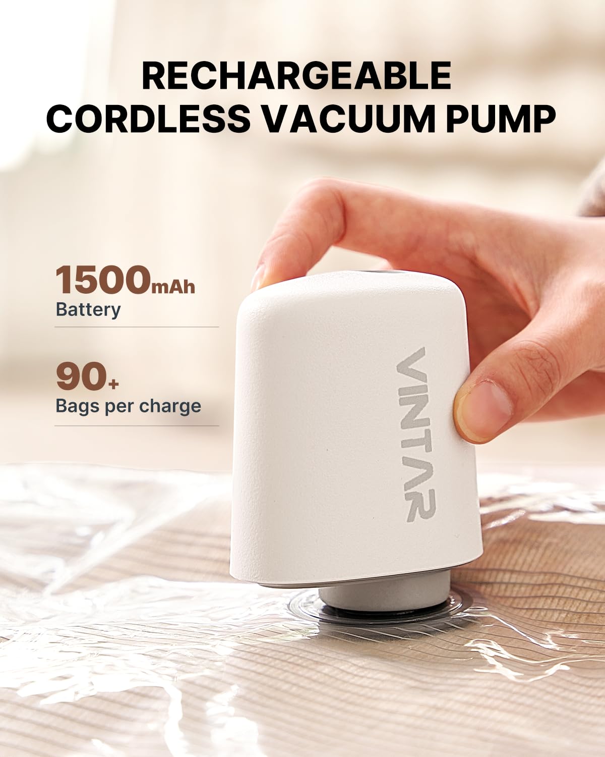 VINTAR - Bolsas de sellado al vacío para ropa de viaje con bomba inalámbrica recargable, paquete de 24 bolsas de almacenamiento al vacío que ahorran espacio, bolsas de embalaje de compresión al vacío