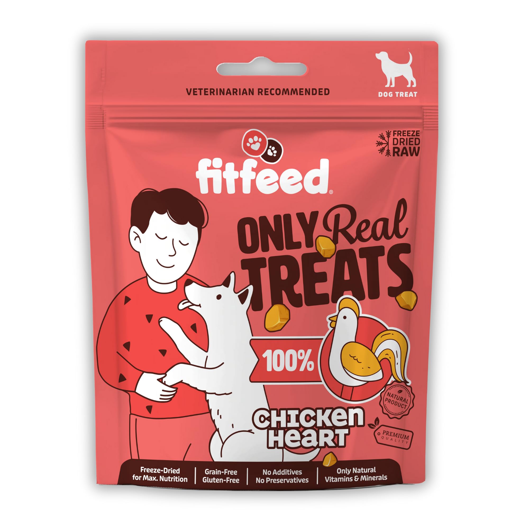 fitfeed Freeze-Dried Çiğ Tavuk Yürek Köpek Ödül Maması 40g