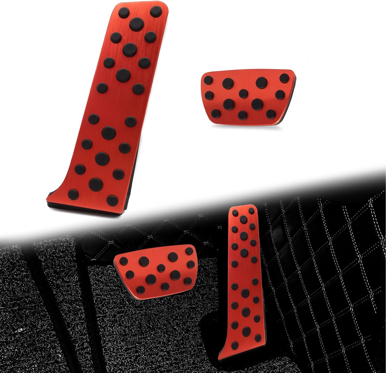 Aluminum Alloy Accelerator Brake Pedal Set, Compatible with Toyota Camry 2018-2023 RAV4 Avalon 2019-2023 Highlander 2020-2023 Sienna Venza bZ4X Prius Crown for Lexus ES LS 2018-2023 (Red)