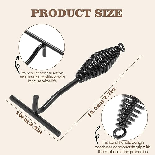 Miniatura 2 de Topyond Levantador de tapa de horno holandés con mango en espiral, elevador de tapa de hierro fundido de 7.7 pulgadas, levanta de forma segura las