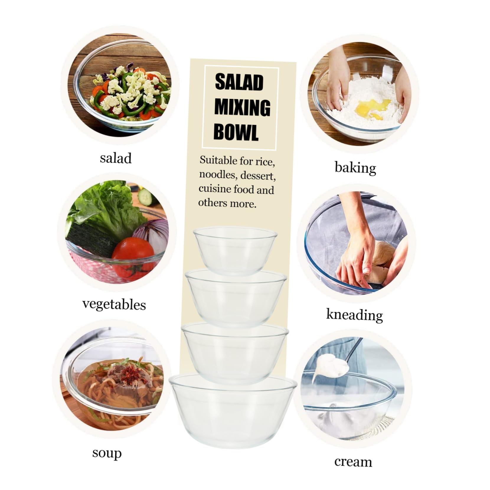 SOLUSTRE 4stücke Glasschalen Aus Klarglas Für Obst Und Salat Servierschalen Für Nudeln Reis Und Desserts Hitzebeständig Und Mikrowellengeeignet