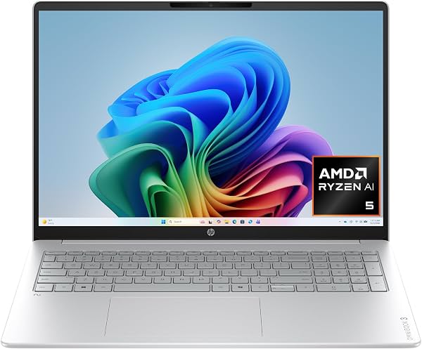 PC HP OmniBook 3 de 16 pulgadas de próxima generación con IA, pantalla táctil 2K, AMD Ryzen AI 5 430, 16 GB RAM, 512 GB SSD, GPU AMD Radeon 840M, Windows 11 Home, plata glaciar, 16-bv0099nr