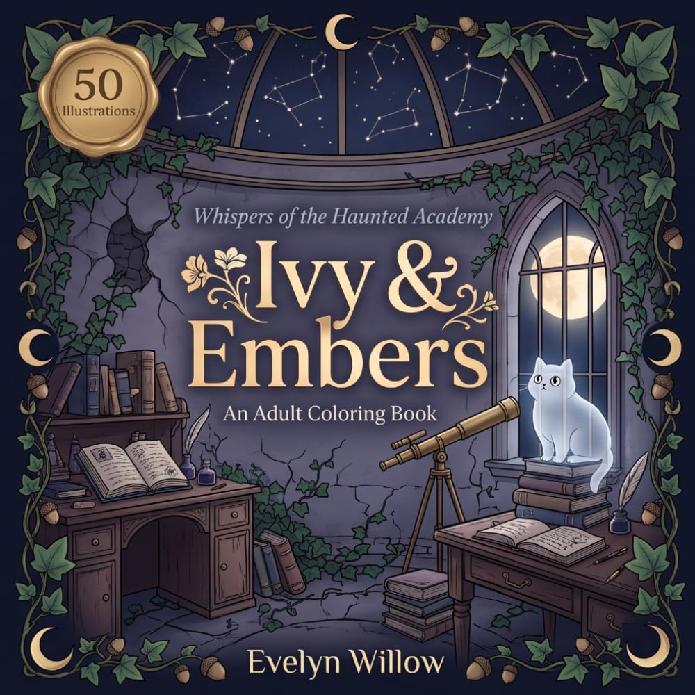 Ivy & Embers: Gothic Academia Coloring Book for Adults | Cat Ghosts | Autumn Mindfulness (Whispers of the Haunted Academy)