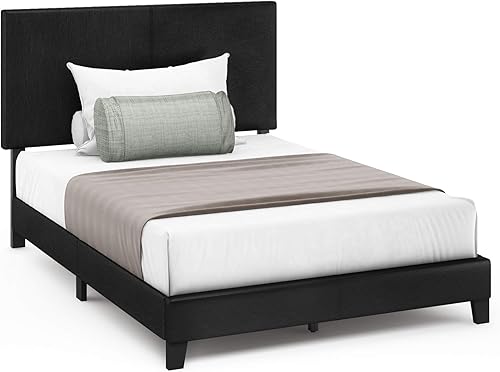 Miniatura 87 de Furinno Pessac - Marco de cama tapizado, piel sintética blanca, tamaño individual XL Blanco,Negro -,Glacier,Negro (plain