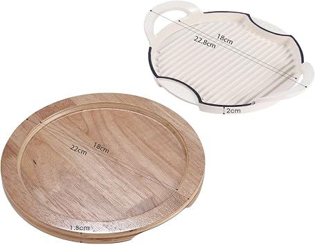 Italian Enamel Cast Iron Steak Pan with Wooden Serving Tray